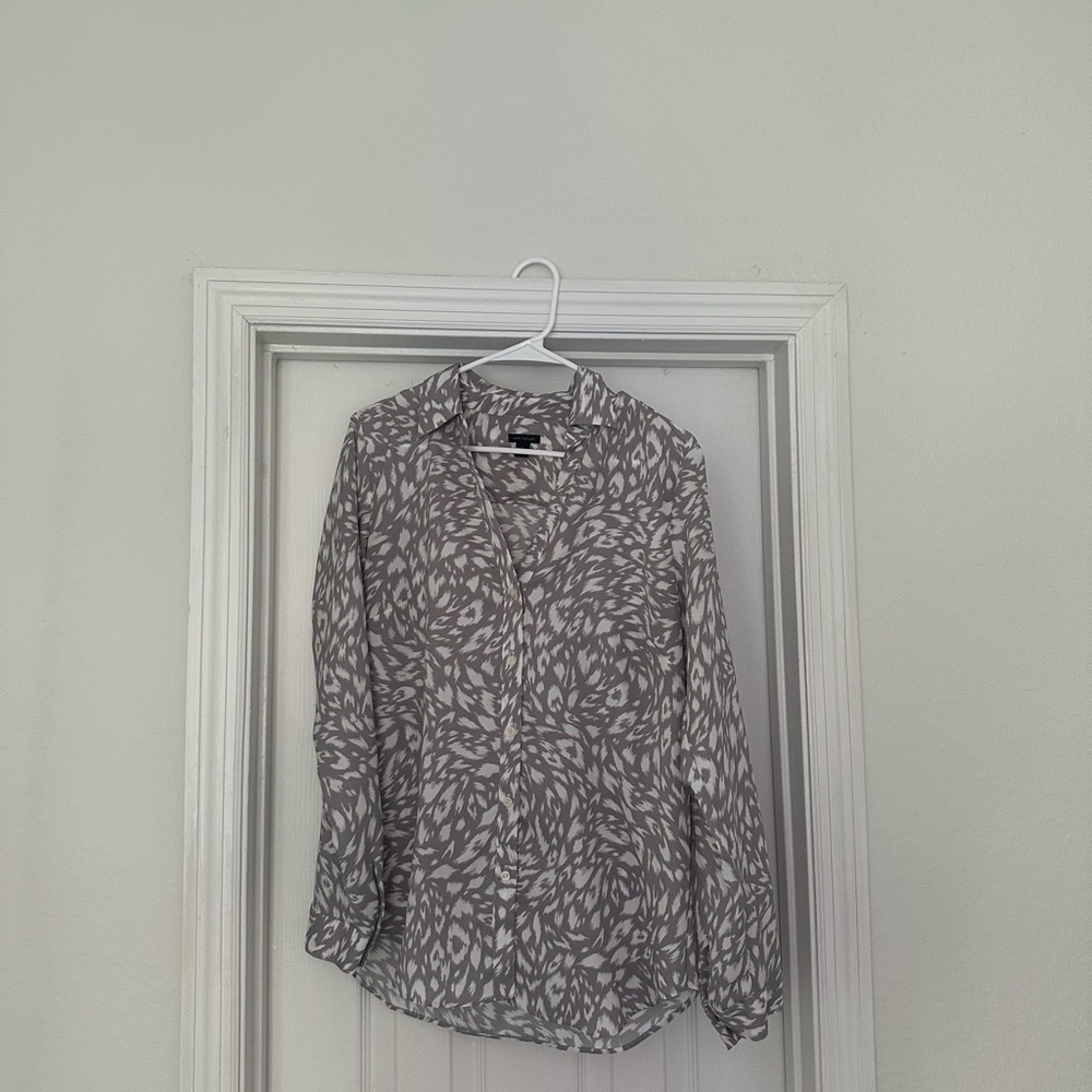 Gray and White Patterned Blouse